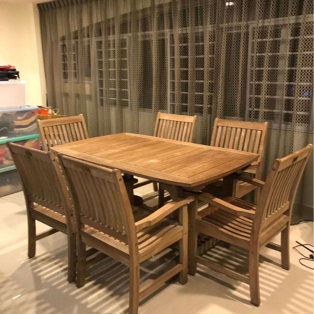 Outdoor Wooden Table Set Furniture Tables Chairs On Carousell