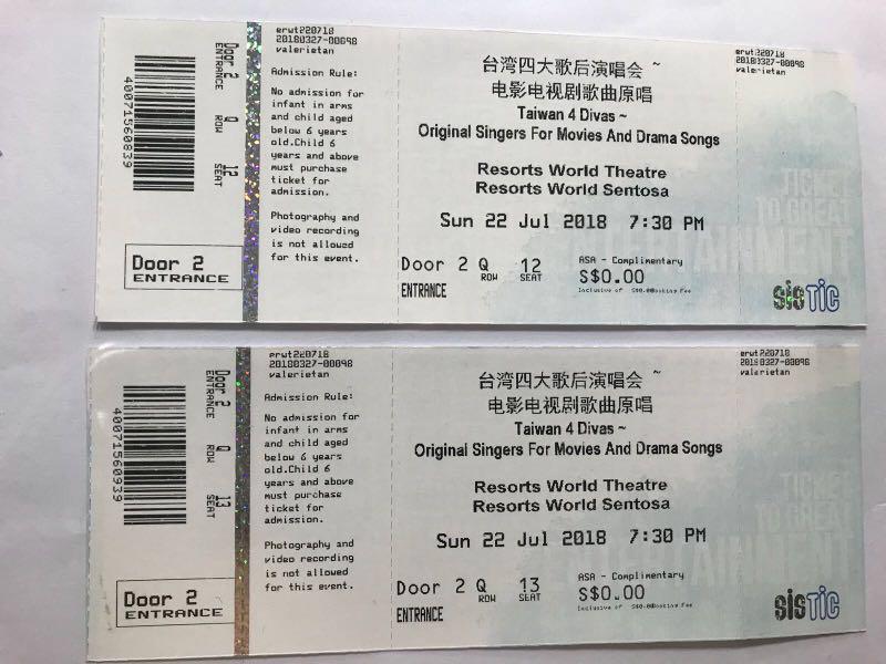Taiwan 4 Diva Concert Tickets For Sale Entertainment Events Concerts On Carousell