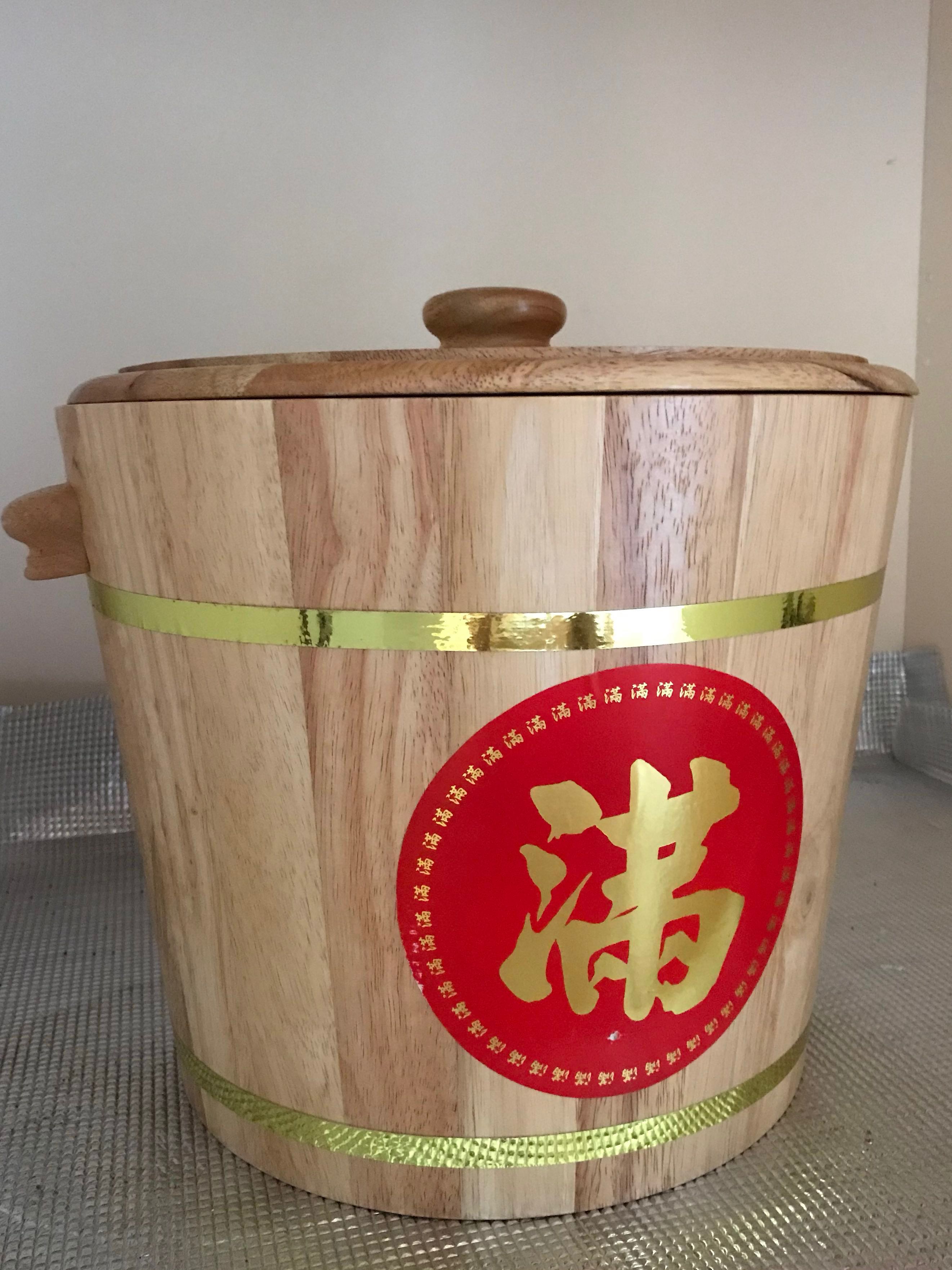 Wooden rice bucket / container, Furniture & Home Living, Kitchenware