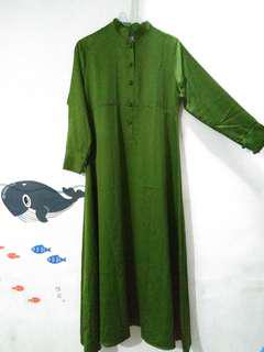 NEW!! Gamis crepe warna hijau botol