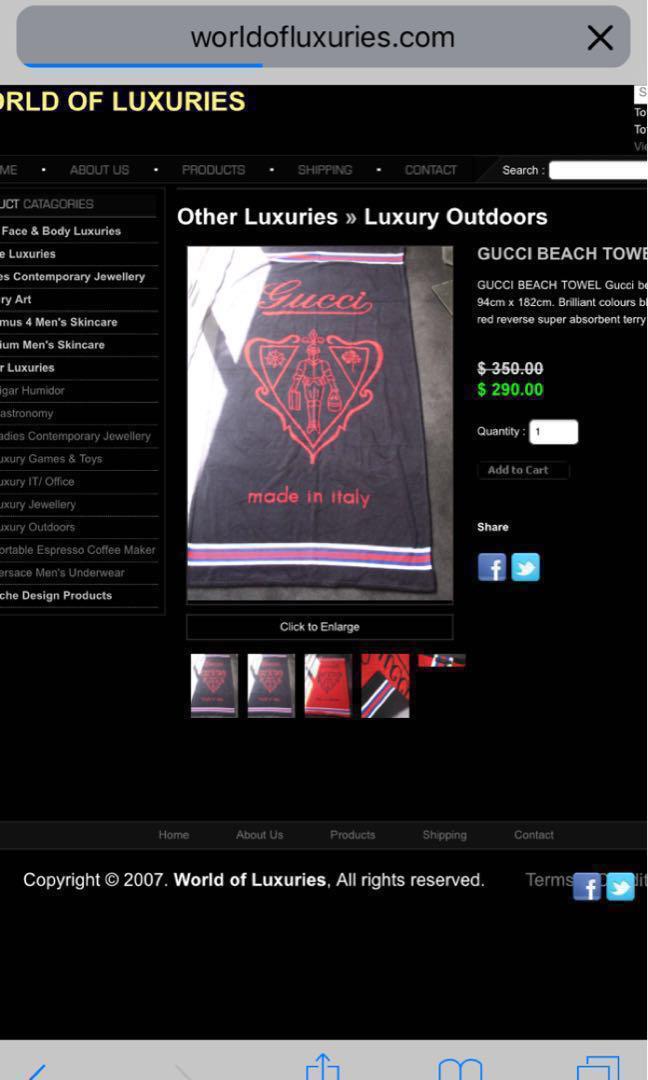 Authentic Gucci Beach Towel , Women's Fashion, Bags & Wallets, Purses