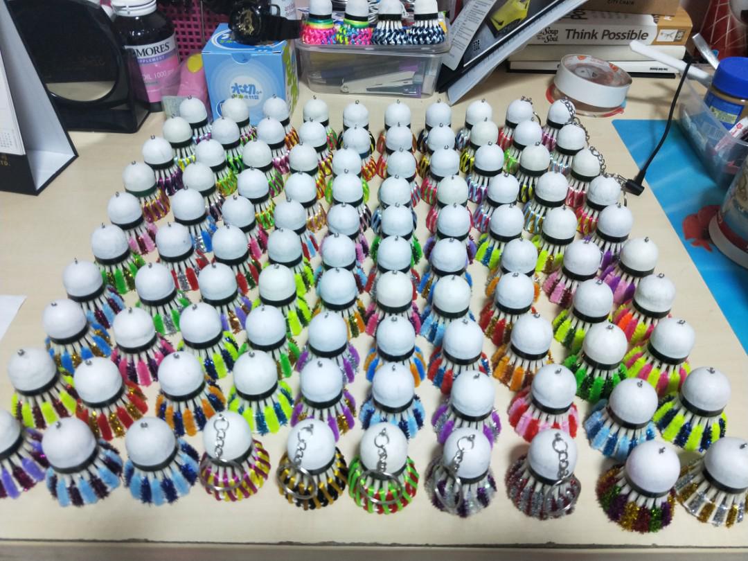 Badminton shuttlecock handmade keychain, Sports Equipment, Sports