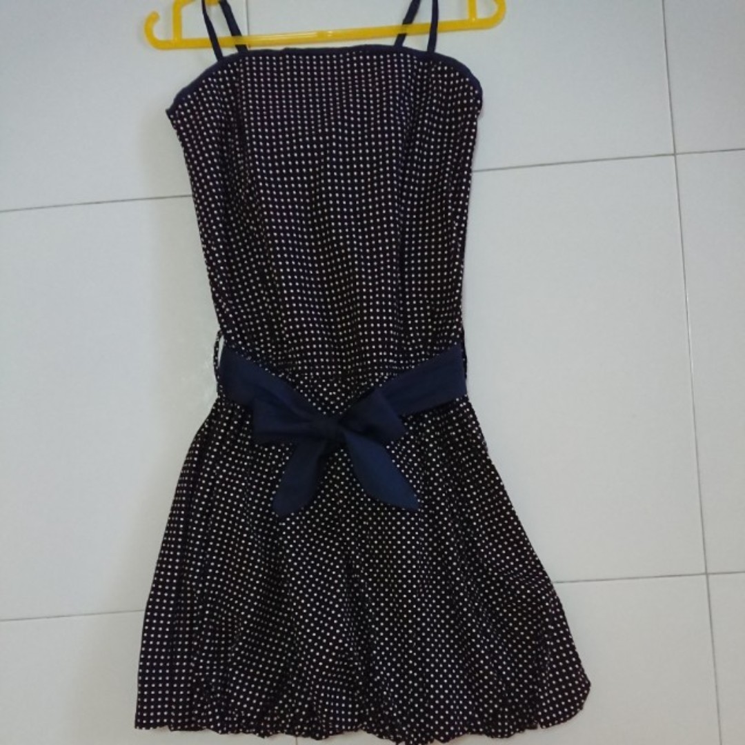 Dark Blue White Bow Dress