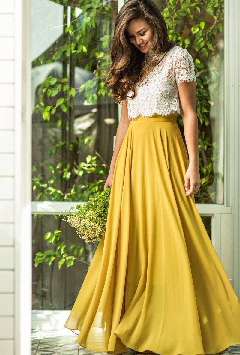 chiffon maxi skirt outfit