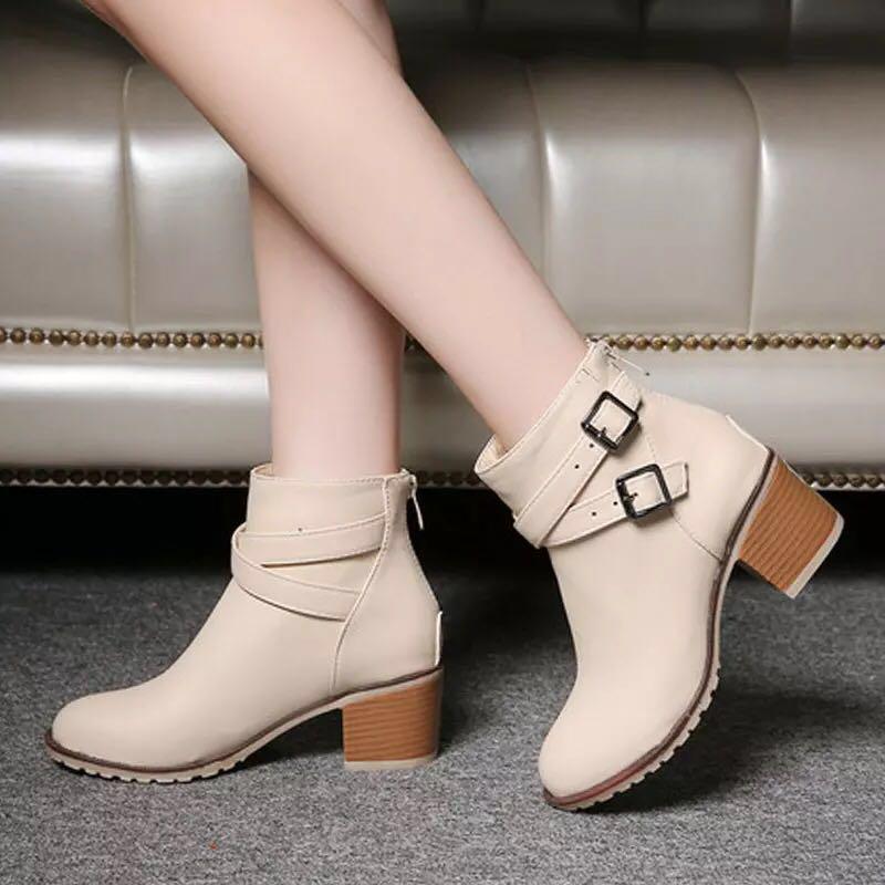 White Pink Ankle Booties High Heel Shoe 