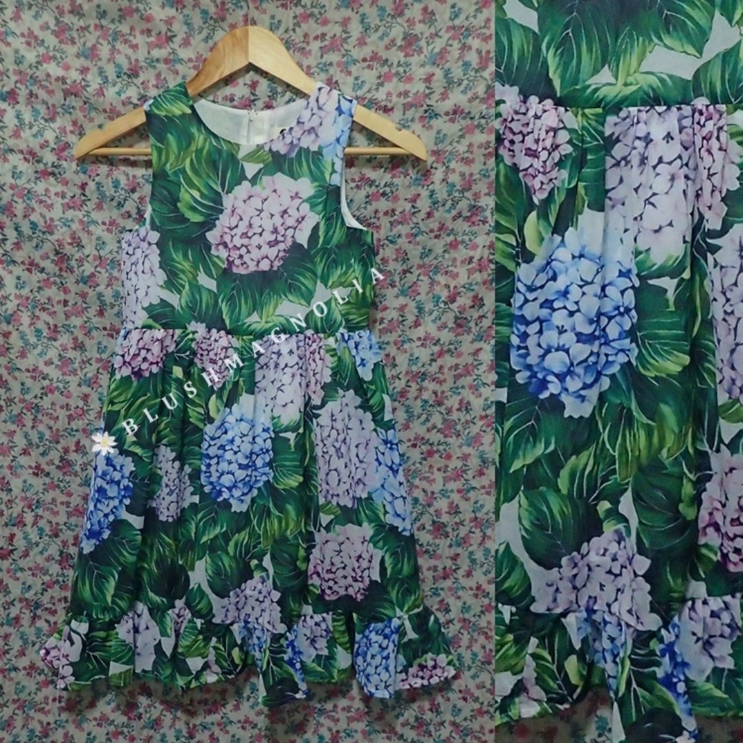 D G Inspired Hydrangea Babydoll Dress Women s Fashion Dresses Sets Dresses on Carousell