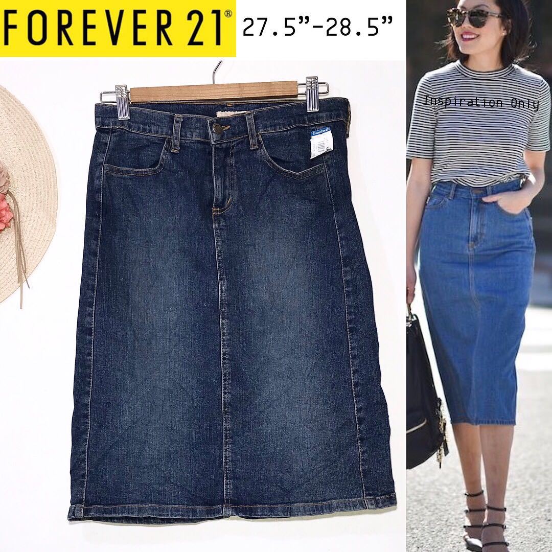 pencil cut denim skirt