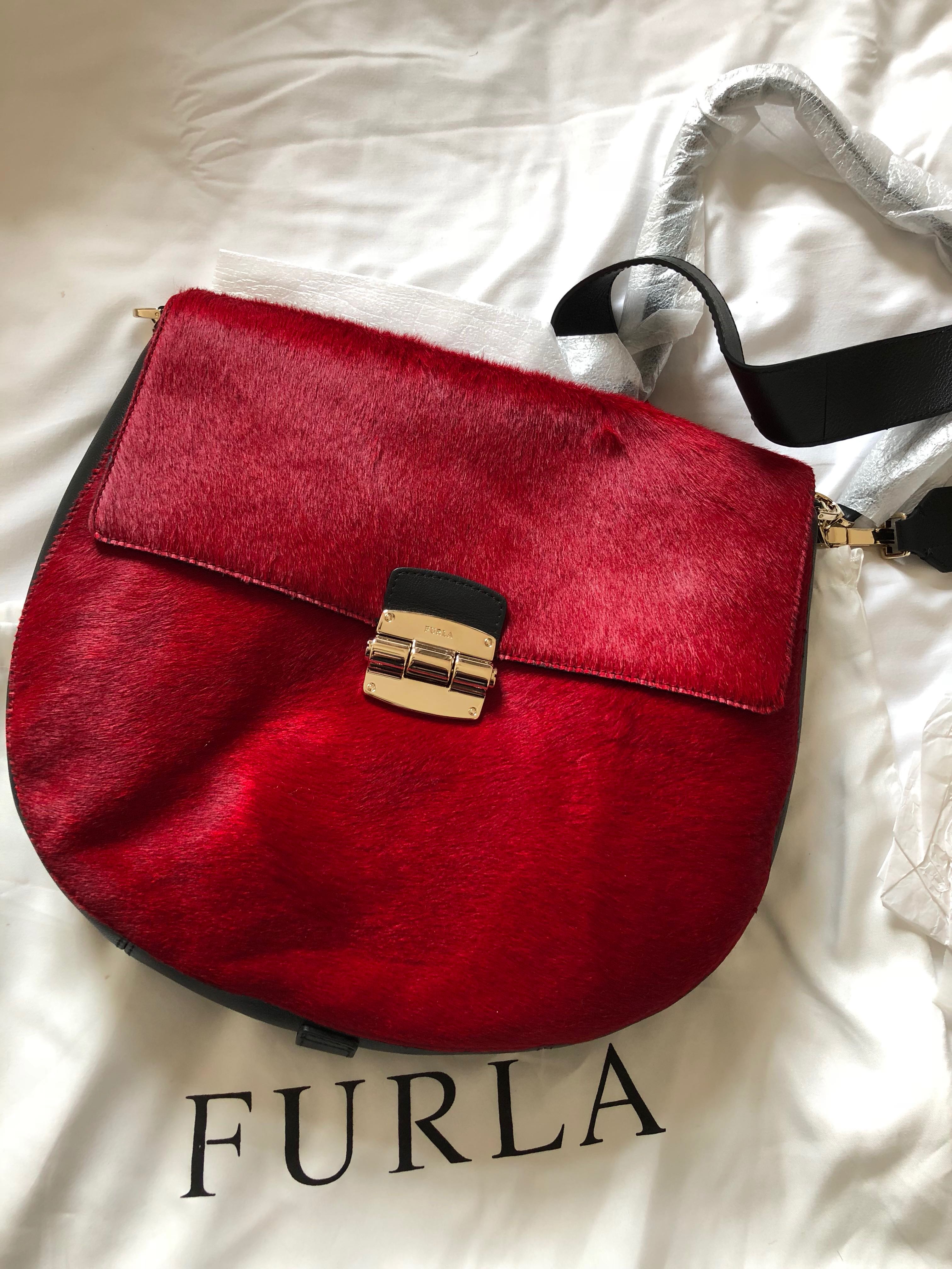 red fur bag