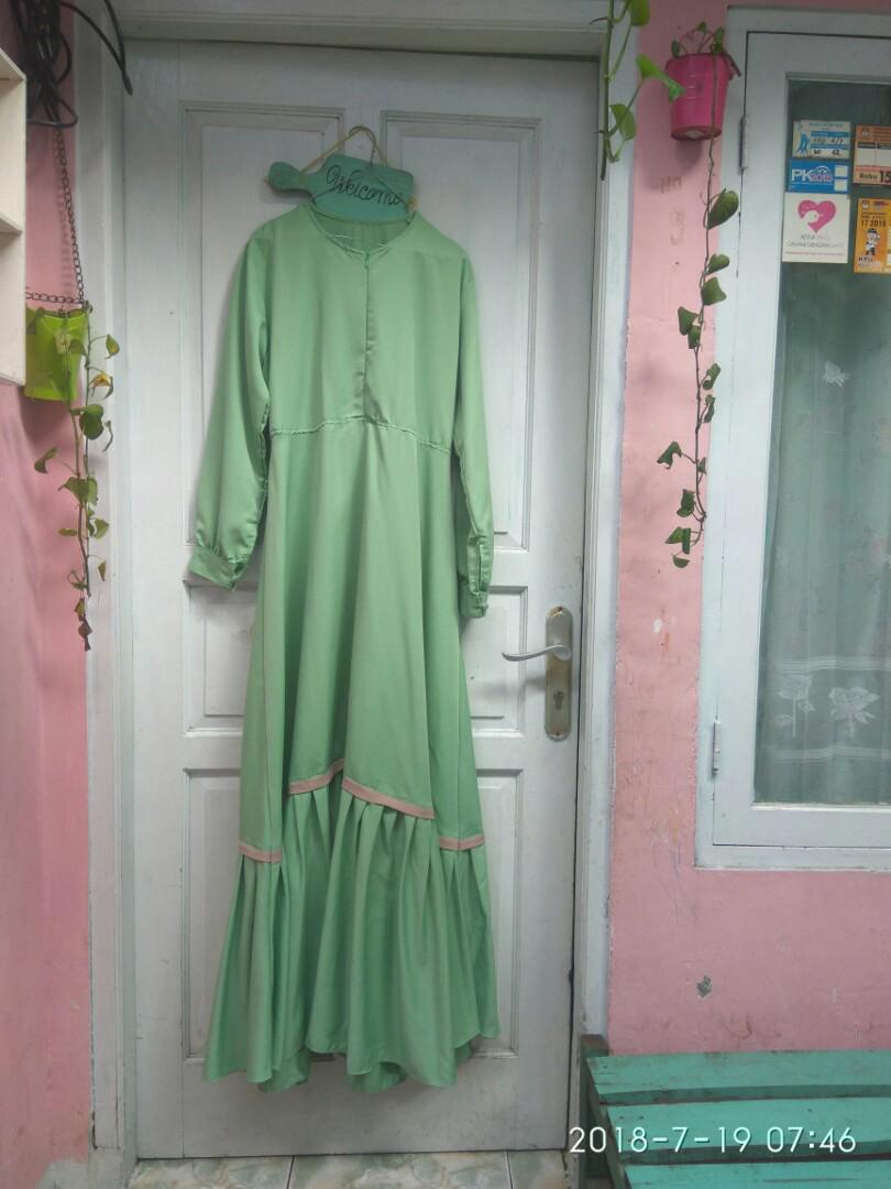 Gamis Baloteli Hijau Mint Soft Fesyen Wanita Muslim Fashion Di Carousell