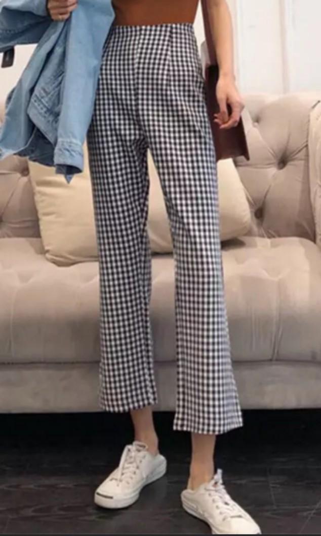 high waisted gingham pants