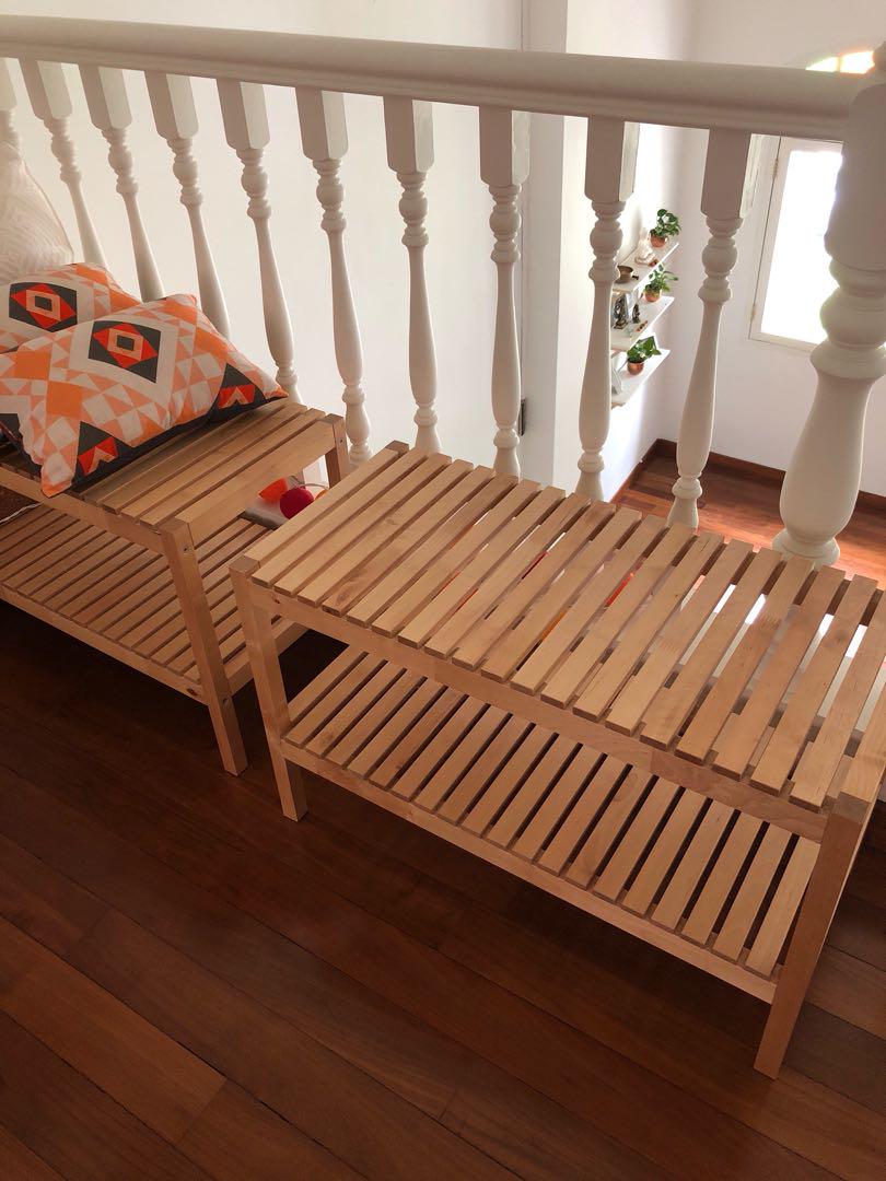 Ikea timber slatted shelves, Furniture & Home Living, Furniture