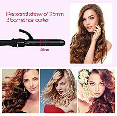 Inkint Triple Barrels Curling Iron Waving Iron Hair Waves Culer Big Crimper Dual Voltage Heat Insulation Glove For Long Hair 25mm