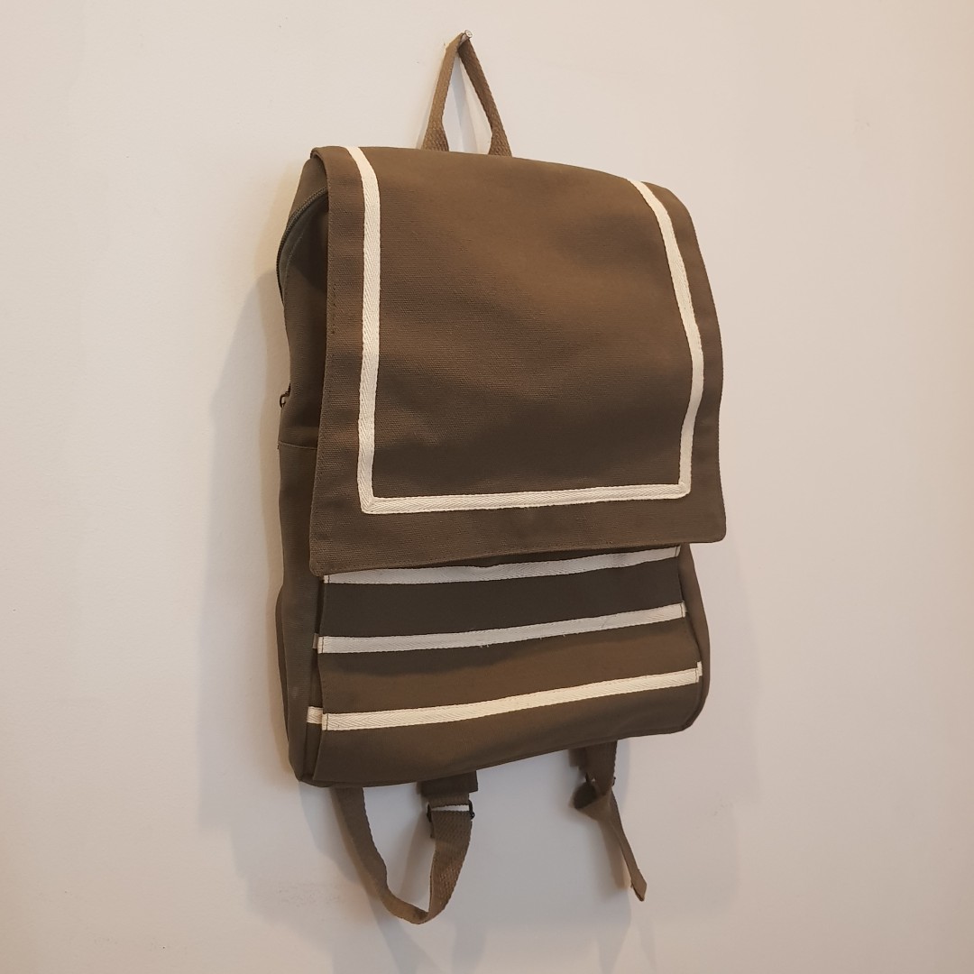 Pacific Backpack Korea green canvas bacpack, Fesyen Wanita, Tas & Dompet di Carousell