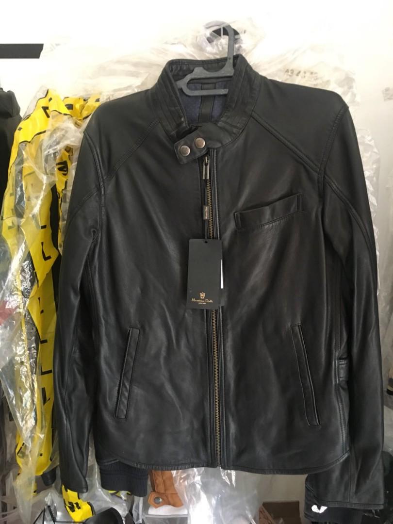 Massimo Dutti Nappa Leather Jacket Black Jaket Kulit Domba