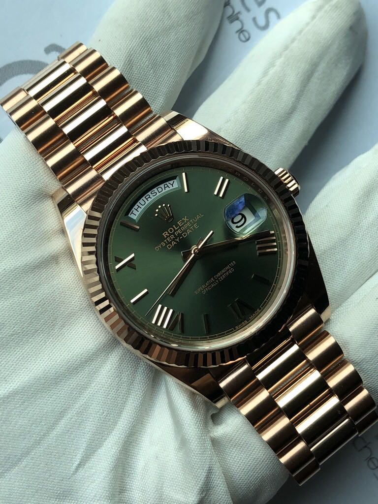 Rolex day-date rose gold Olive Green 