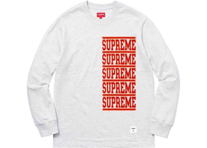SUPREME STACKED LOGO L S Men s Fashion Tops Sets Tshirts Polo Shirts on Carousell
