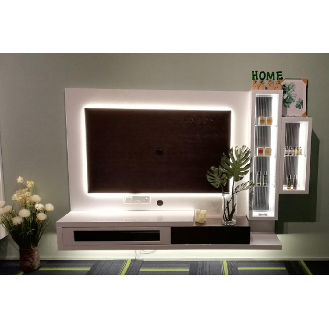 Tv Console Wall Mounted W Led Lights Designer Display Box