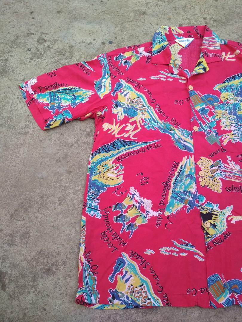 Wrangler Hawaiian Shirt, Fesyen Pria 