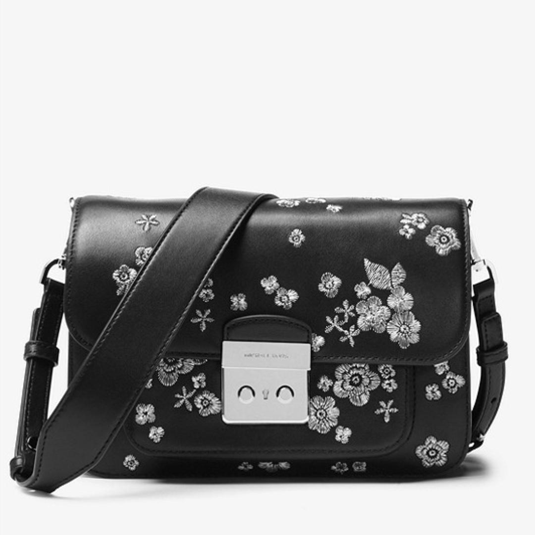 embroidered leather bag
