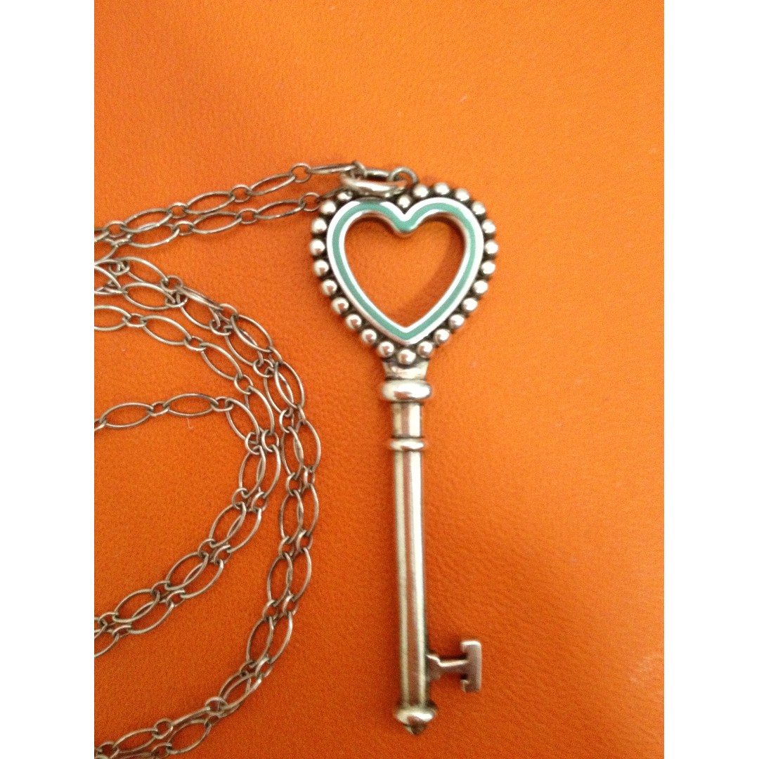 beaded heart key pendant