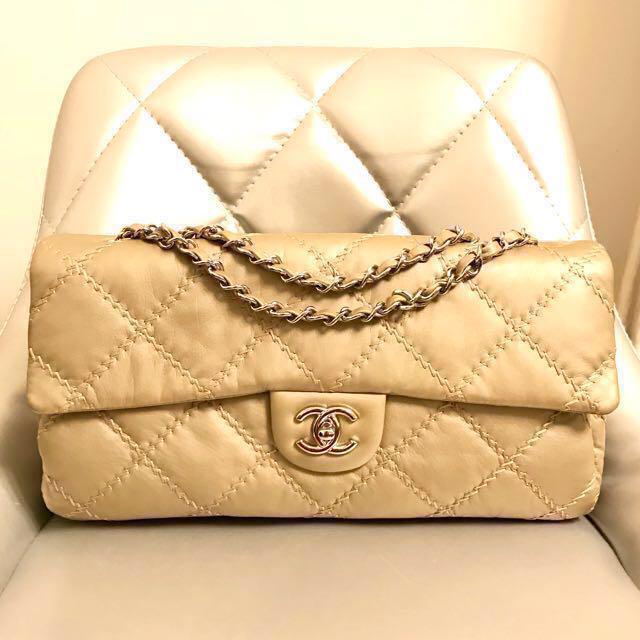 Chanel Ultra Stitch East West Flap Beige Preloved & 💯% Authentic‼️