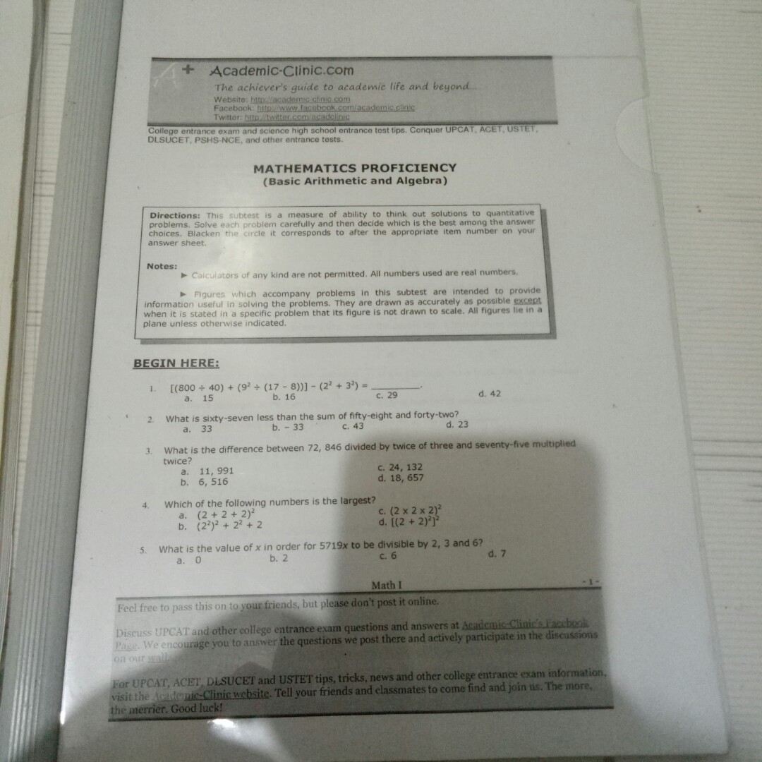 College Entrance Exams Reviewer Booklet, Hobbies & Toys, Books