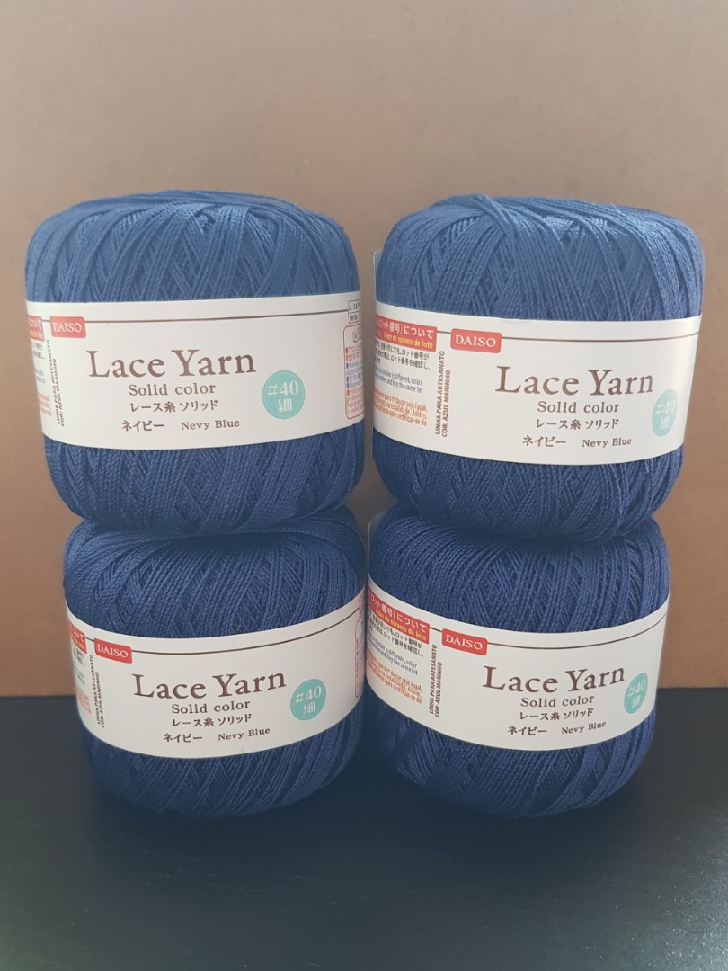 Daiso lace yarn navy blue, Hobbies & Toys, Stationery & Craft, Craft