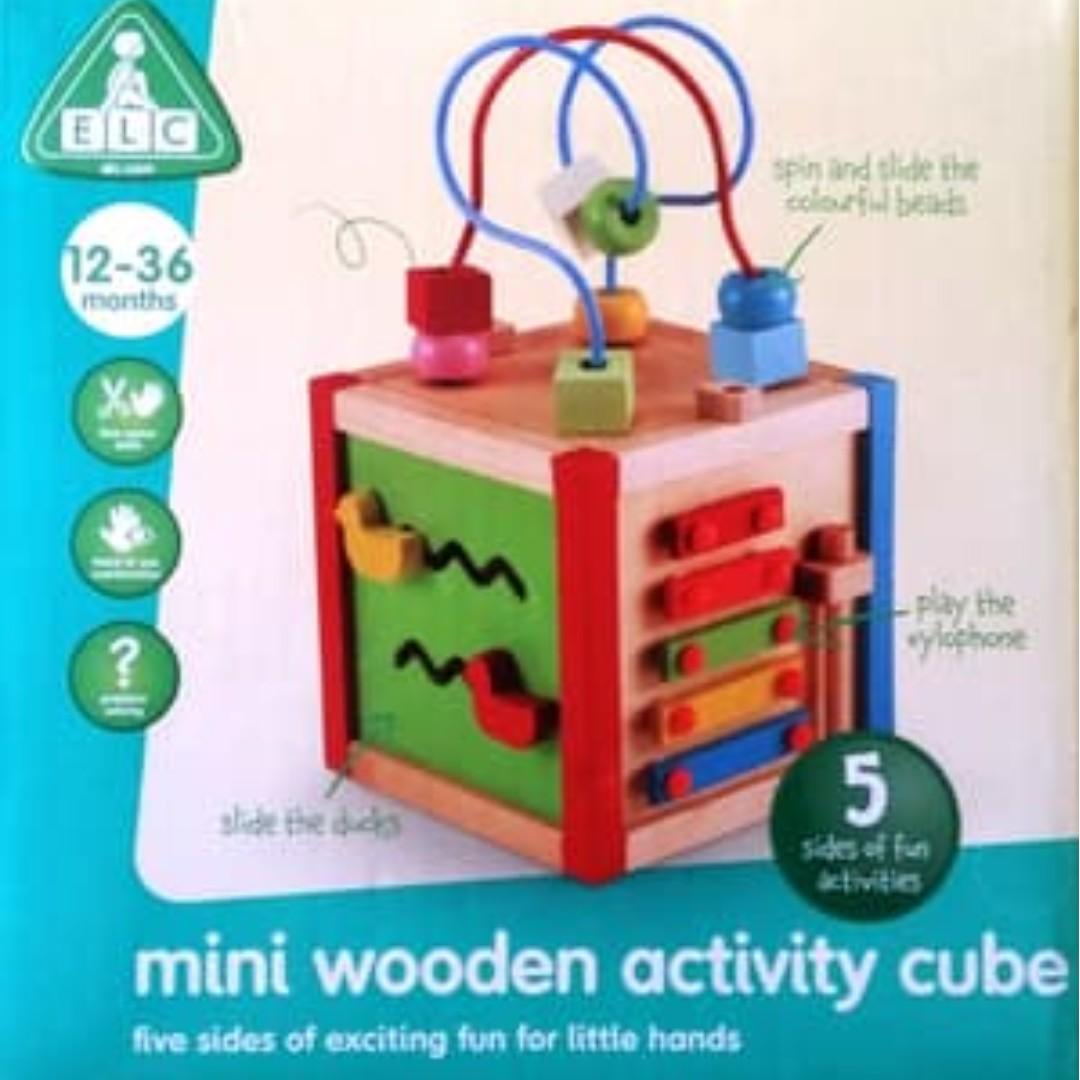 elc mini wooden activity cube