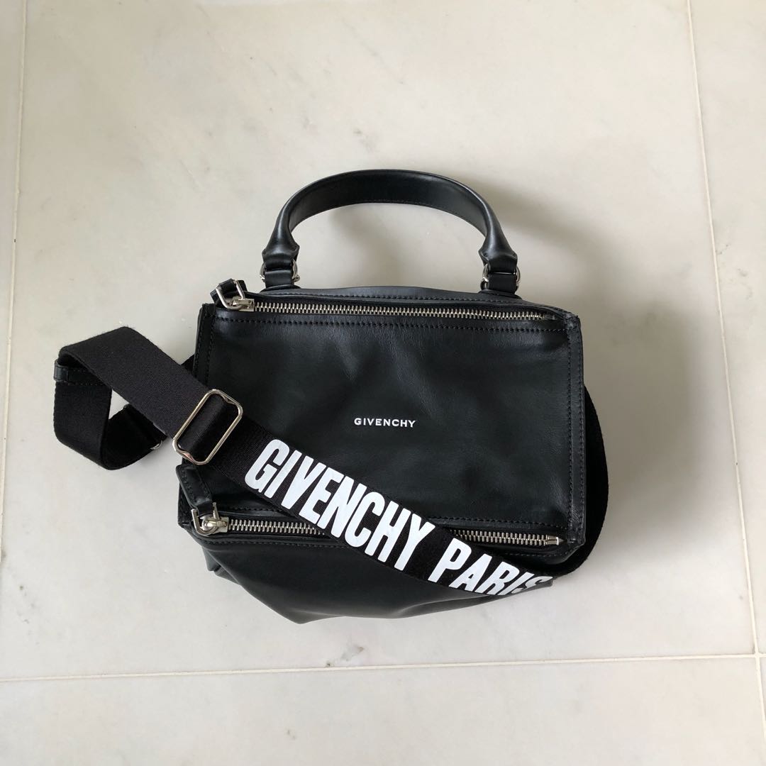 GIVENCHY SMALL PANDORA BLACK W LOGO STRAP Luxury Bags Wallets