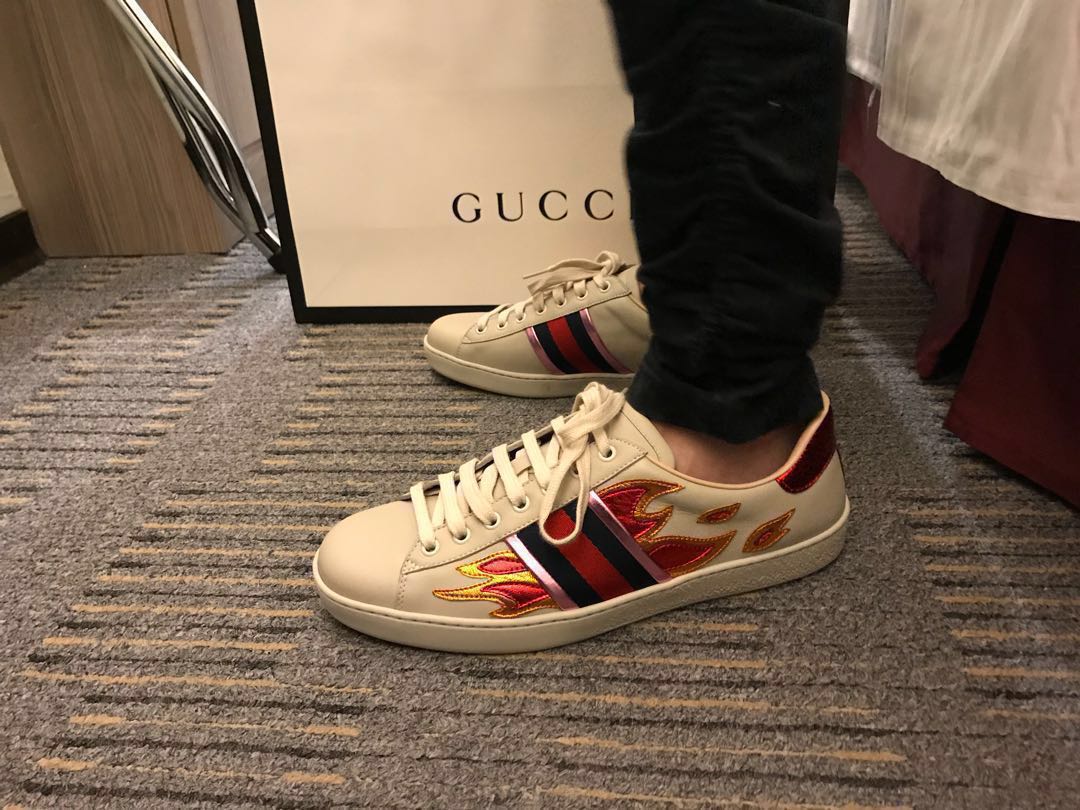 gucci ace with flames