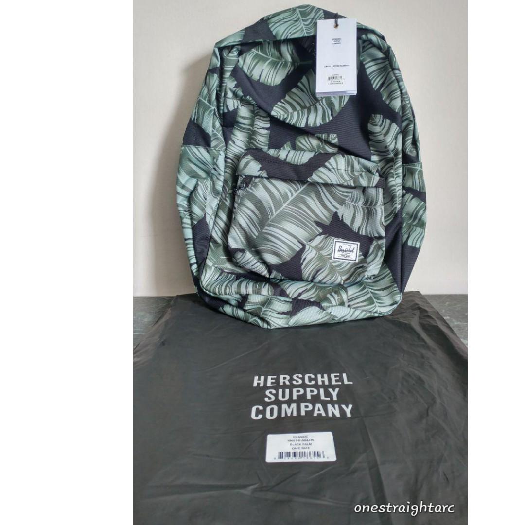 Herschel Classic backpack Black Palm Men s Fashion Bags