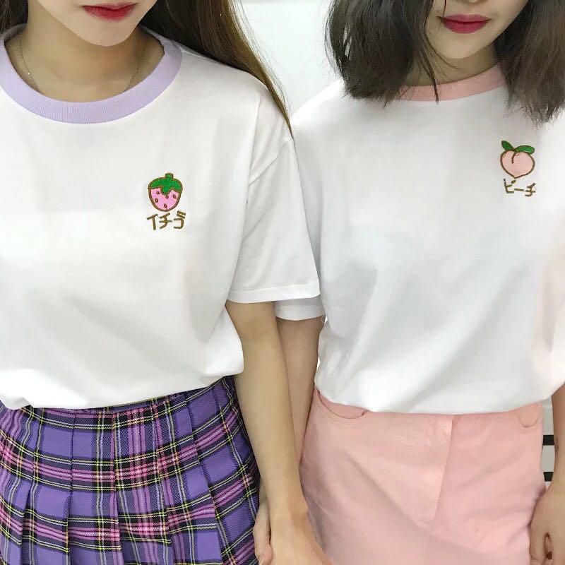 Japanese Embroidered Tee Kawaii T shirt 