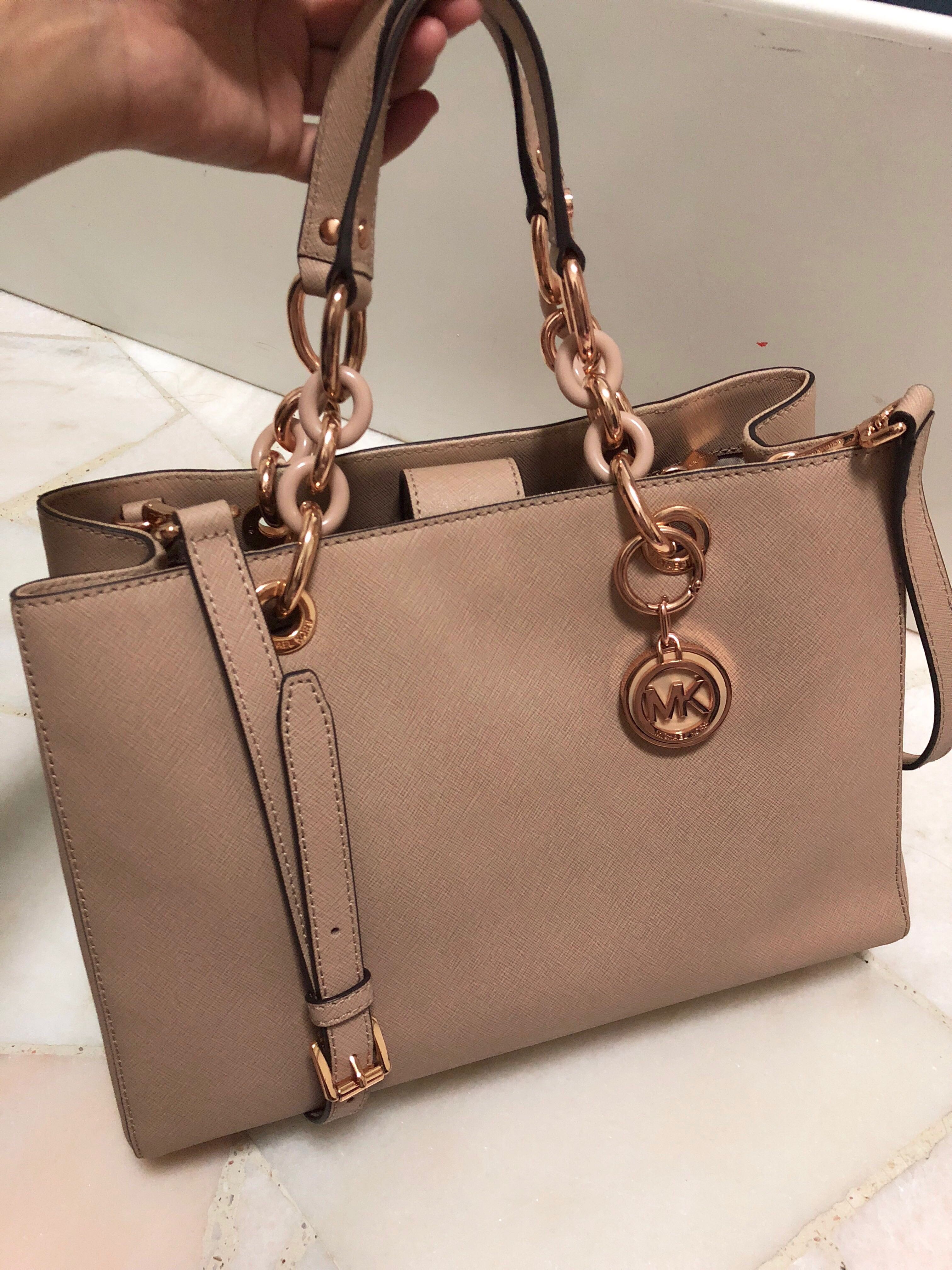 pink and rose gold michael kors bag