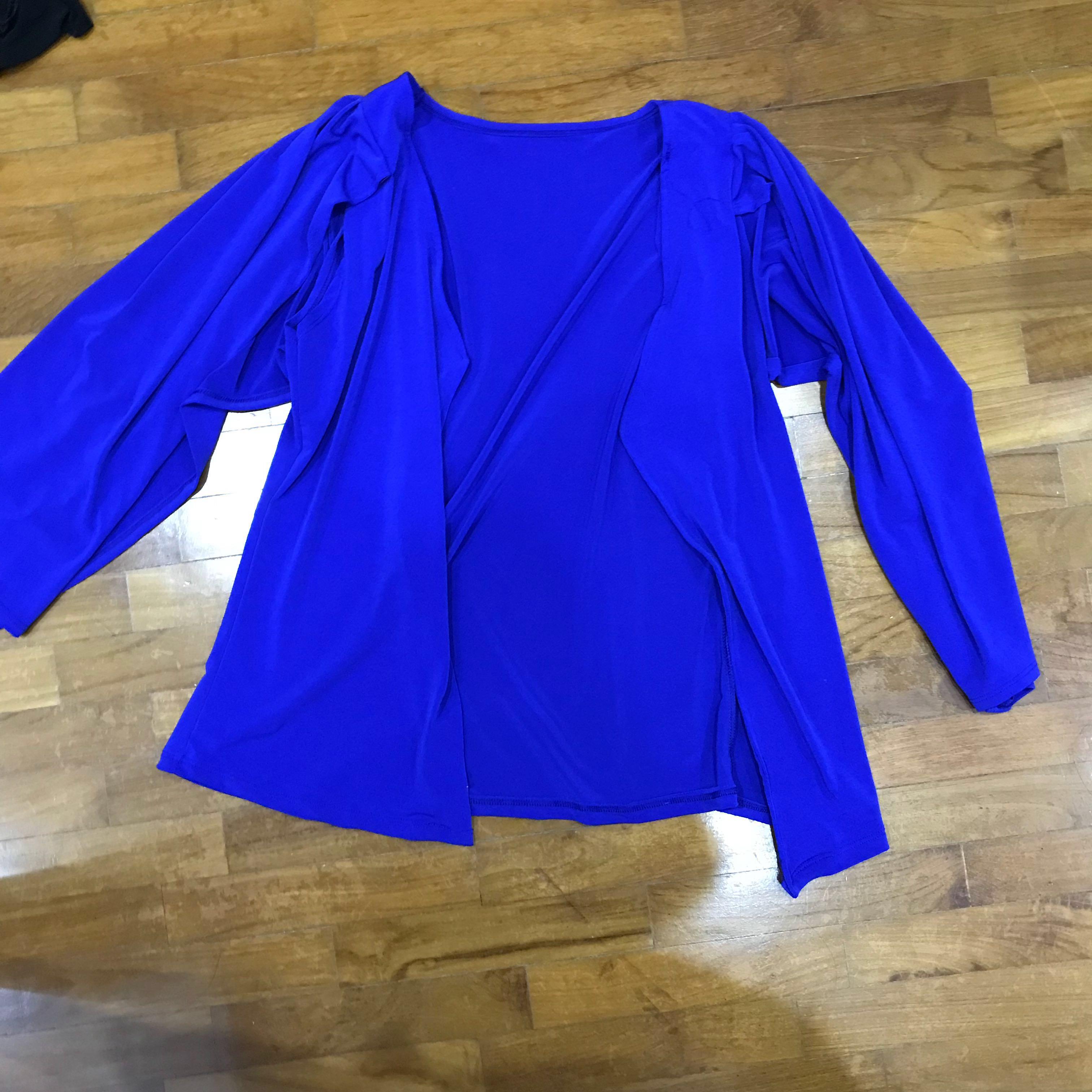 Plus Blue Cape Blazer with open sleeves, Women's Tops, Other Tops on Carousell