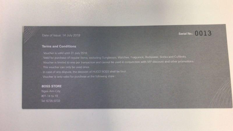 Hugo boss shop voucher code 2018