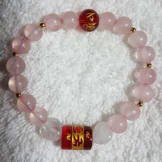 Rose quartz bracelet with mantra