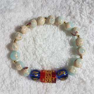 Snakeskin jasper with mantra bracelet