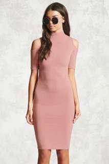 BNWTIB Forever 21 Rose Mock Neck Open Shoulder Dress