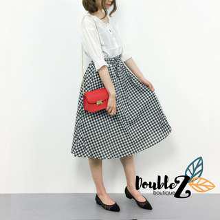 gingham midi skirt