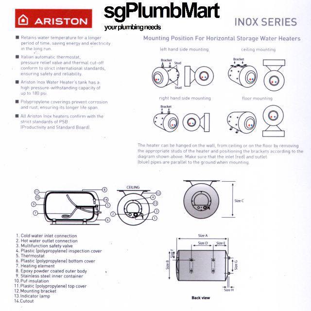 Ariston AA 25 Storage Water Heater INOX 25 Litres, TV u0026 Home Appliances,  Water Heater u0026 Instant Showers on Carousell