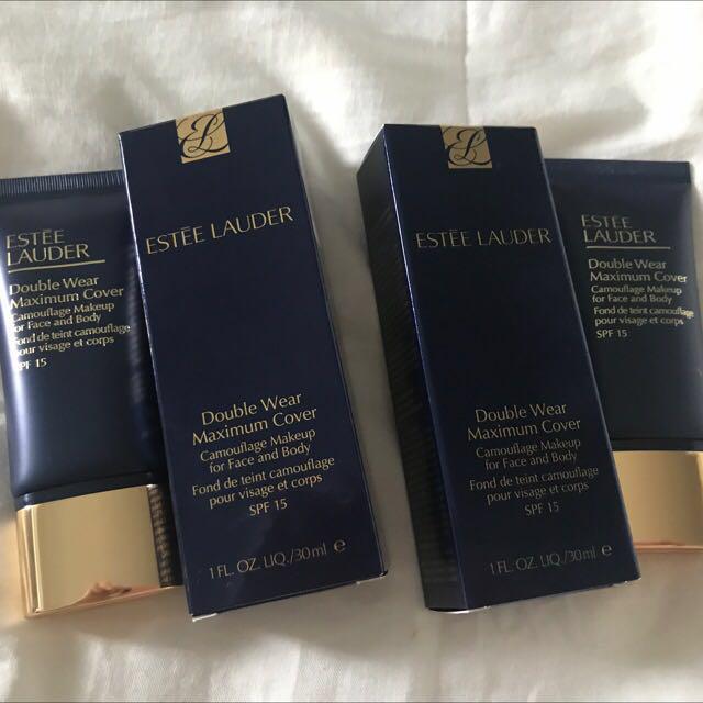 *AUTHENTIC* Estée Lauder Double Wear Max Cover Samples 2ML/5ML (Category: Face Care) located in Mandaluyong City. Submitted by allaboutthatbase (Listing ID 132543036, Image 1). Description: I prefer this camouflage cream to the original double wear formula, which tends to crack/flake on my normal to dry skin). Please see the review below :) PROS • Full coverage, I mean REALLY full coverage (but does not look mask like or like you are wearing lots