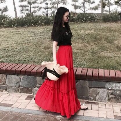 Red Flared Skirt Dress