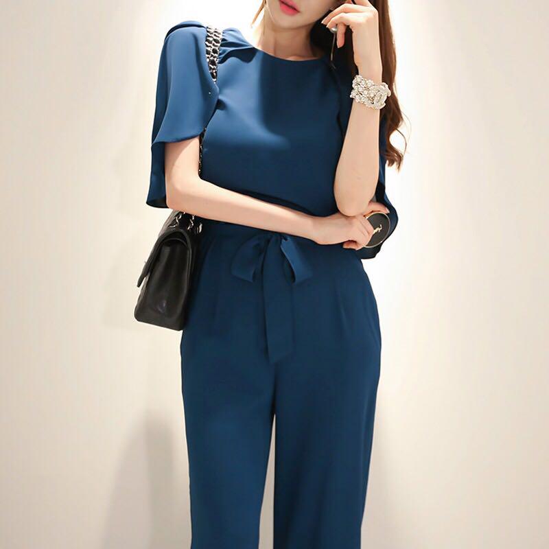 blue cape jumpsuit