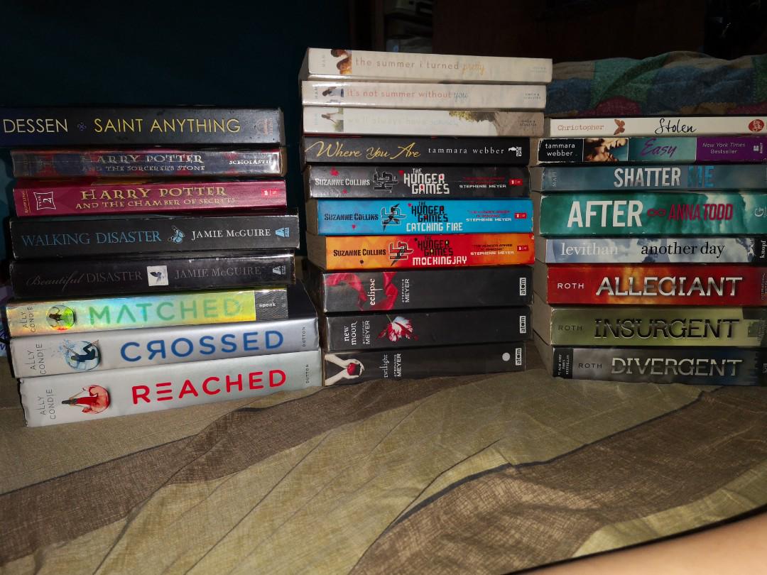 Books for sale! (Category: Storybooks) located in Quezon City. Submitted by jeddx (Listing ID 180579959, Image 3). Description: Hi! I'm selling some of my books! Some of them are new and read once. Rest assured that all of them are well taken care of. Comment or send me a message on what book do you like. Divergent Series Saint Anything by Sarah Dessen Harry Potter Beautiful Disaster by Jamie Mcguire Matched Series by Ally Condie The summer i tur