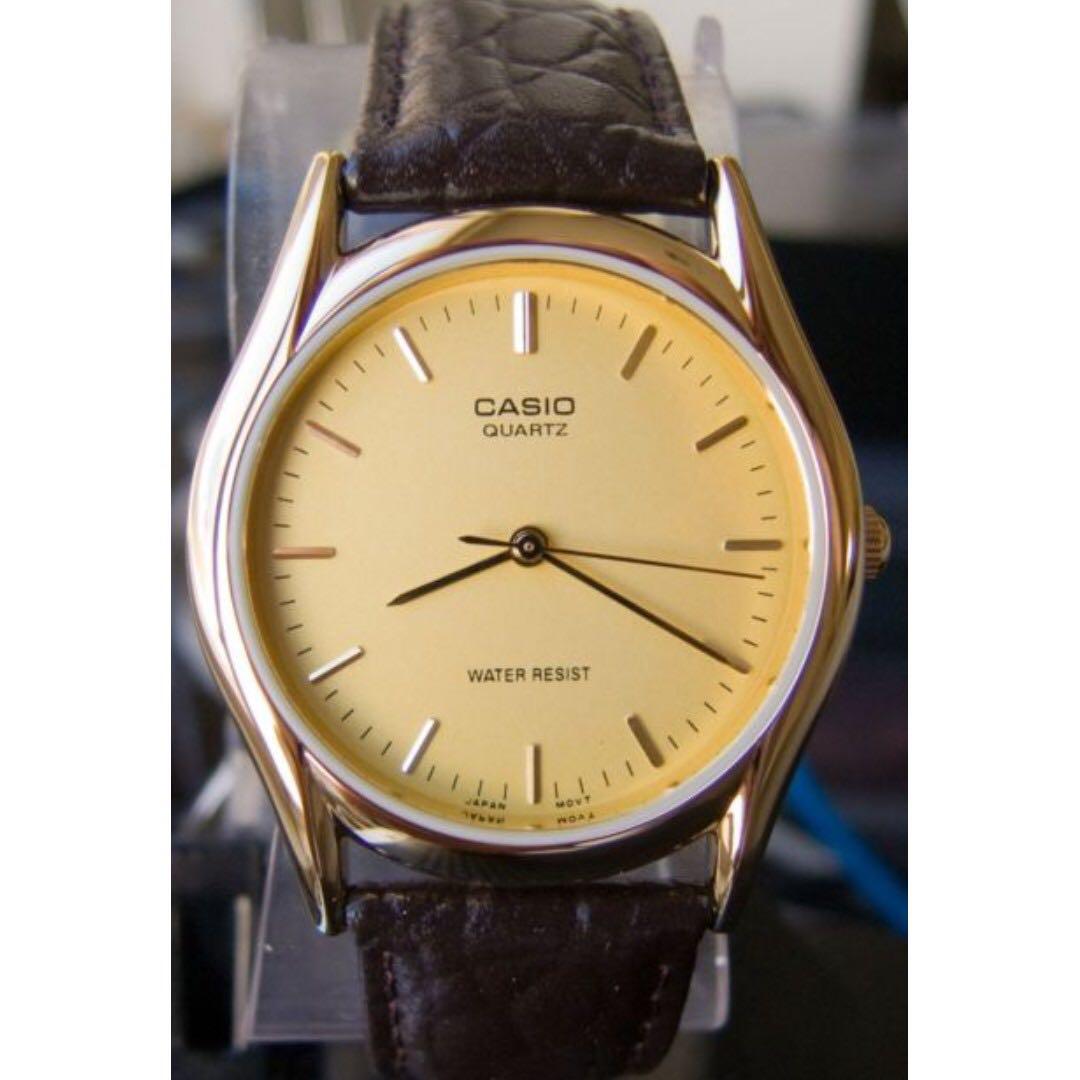 Casio Mtp 1094 Watch Gold Face Brown Strap Women S Fashion Watches Accessories Watches On Carousell