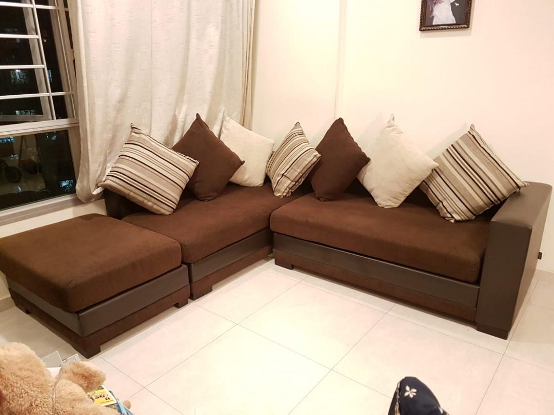 Courts L shaped sofa without cushions, Furniture & Home Living
