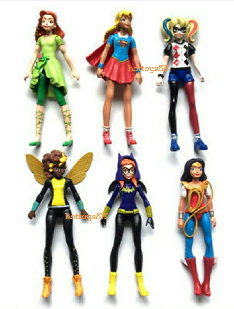 Dc Superhero Girls Figures Supergirl Harley Quinn Wonder Woman Figurine 6 Pcs Set New 3458