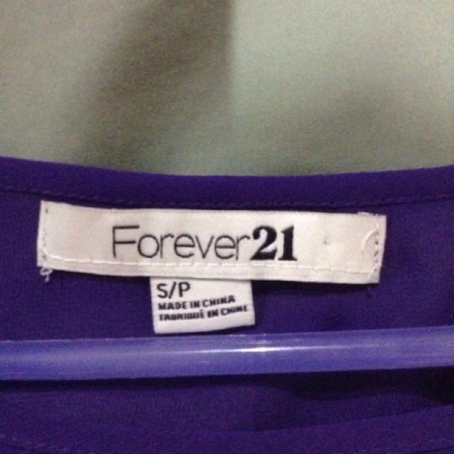 Forever21 round neck purple blouse (Category: Blouses) located in Manila. Submitted by seconds4pas (Listing ID 180683934, Image 2). Description: Spring cleaning Almost brand new.