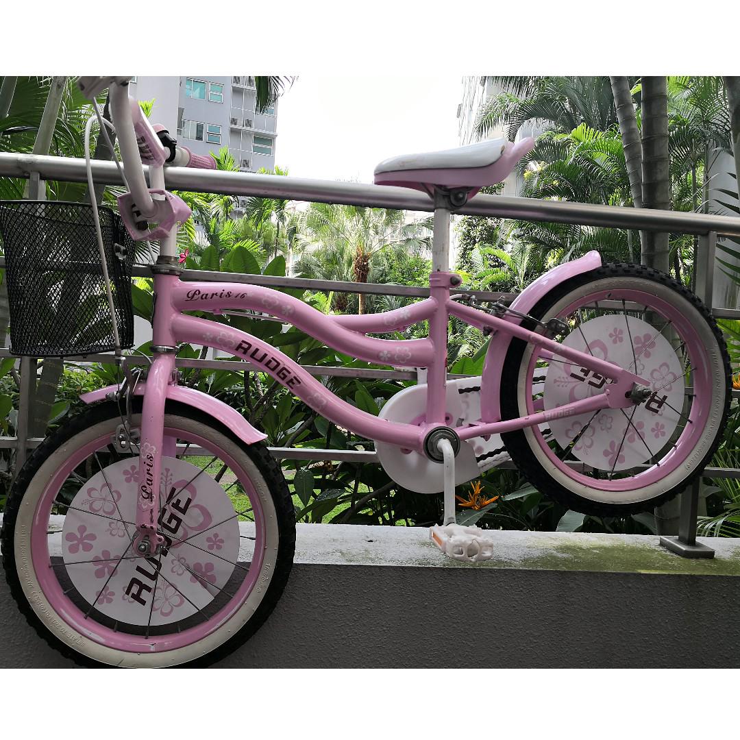 girls pink bike with basket