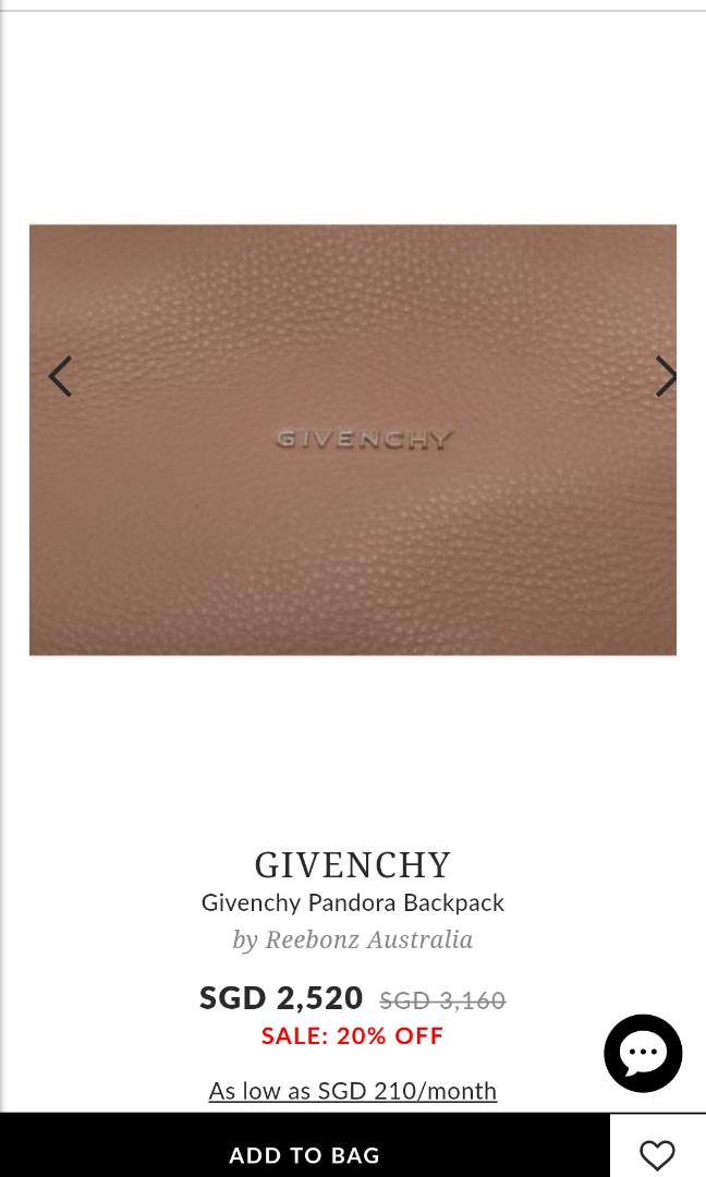 Givenchy backpack (Category: Backpacks) located in Singapore. Submitted by butterjam (Listing ID 180643698, Image 3). Description: Impulse buy from reebonz. Only lightly carried for 3 occasions. Spacious bag. In dark beige. Tip top condition. Bought in jan18..